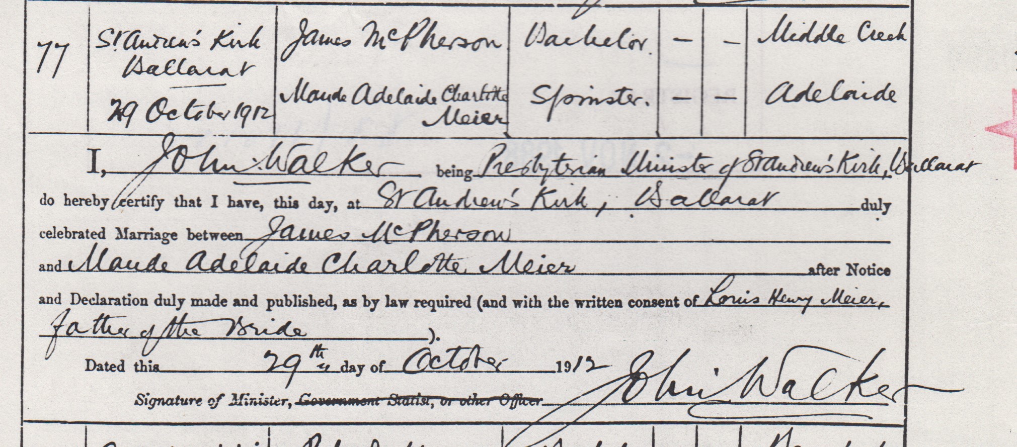 James McPherson marriage certificate part 1