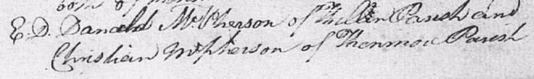 Marriage of 18 Dec 1890 entered as Danald McPherson